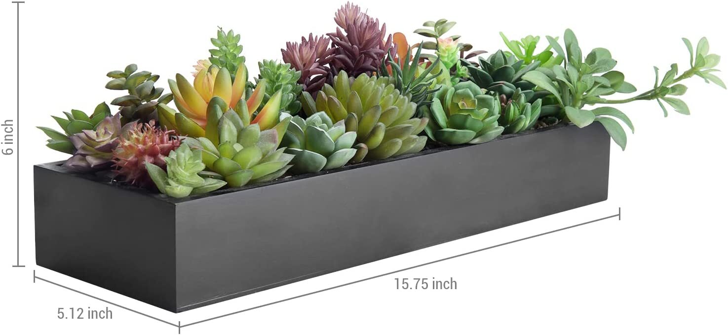 15.75-in Decorative Artificial Succulent Plants in Sleek Black MDF Wood Planter