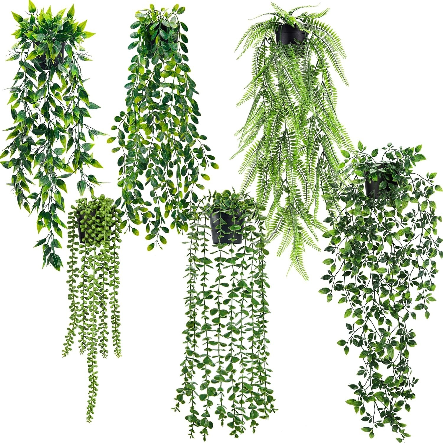 Versatile 6pcs Hanging Faux Plants – Perfect Eucalyptus Vines for Stylish Spaces