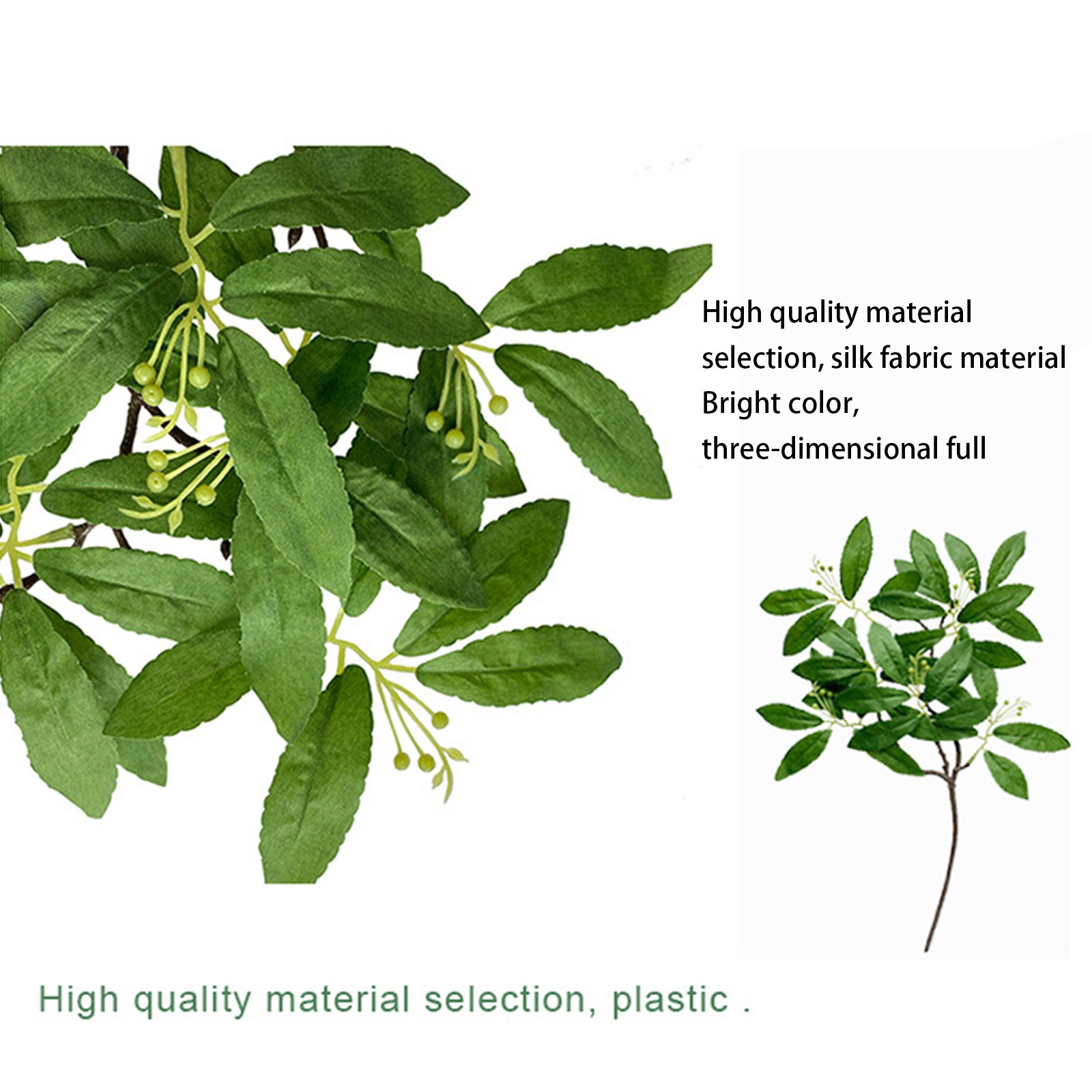Single Artificial Bamboo Leaf Stem Green
