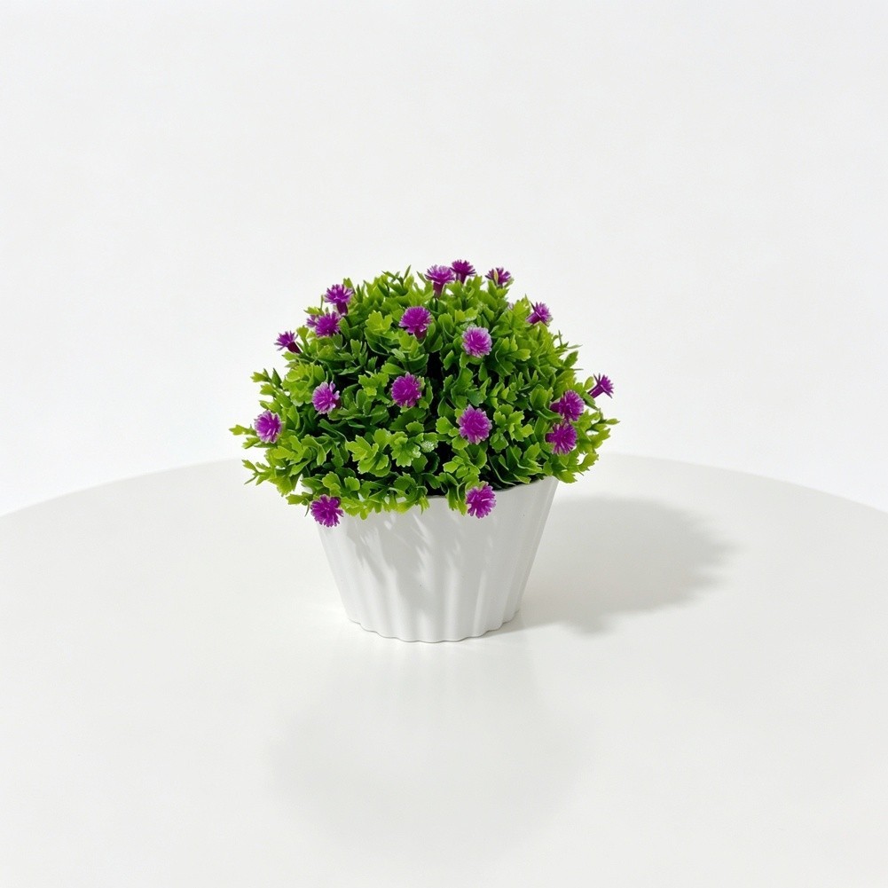 Artificial Mimosa Gypsophila Half Bonsai in Pot for Living Room Bedroom Decor