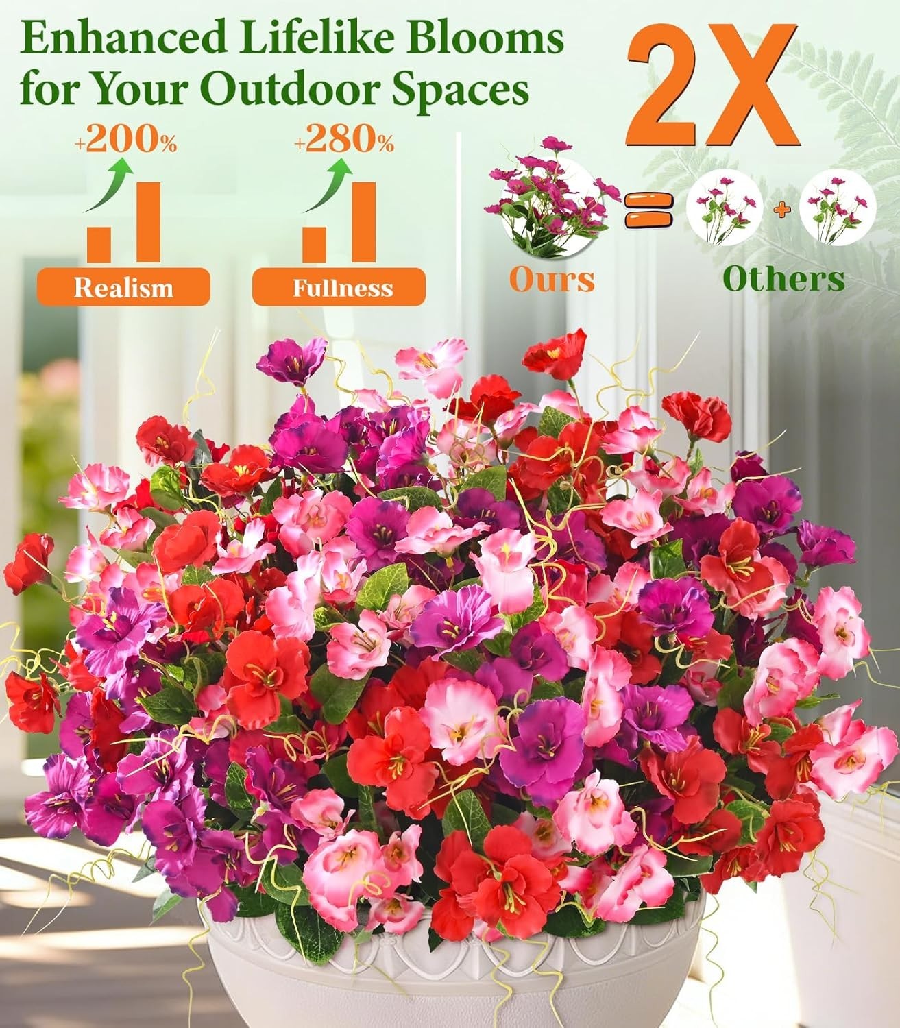 Fake Hibiscus Artificial Flowers, Outdoor, 12 Bundles, UV Resistant
