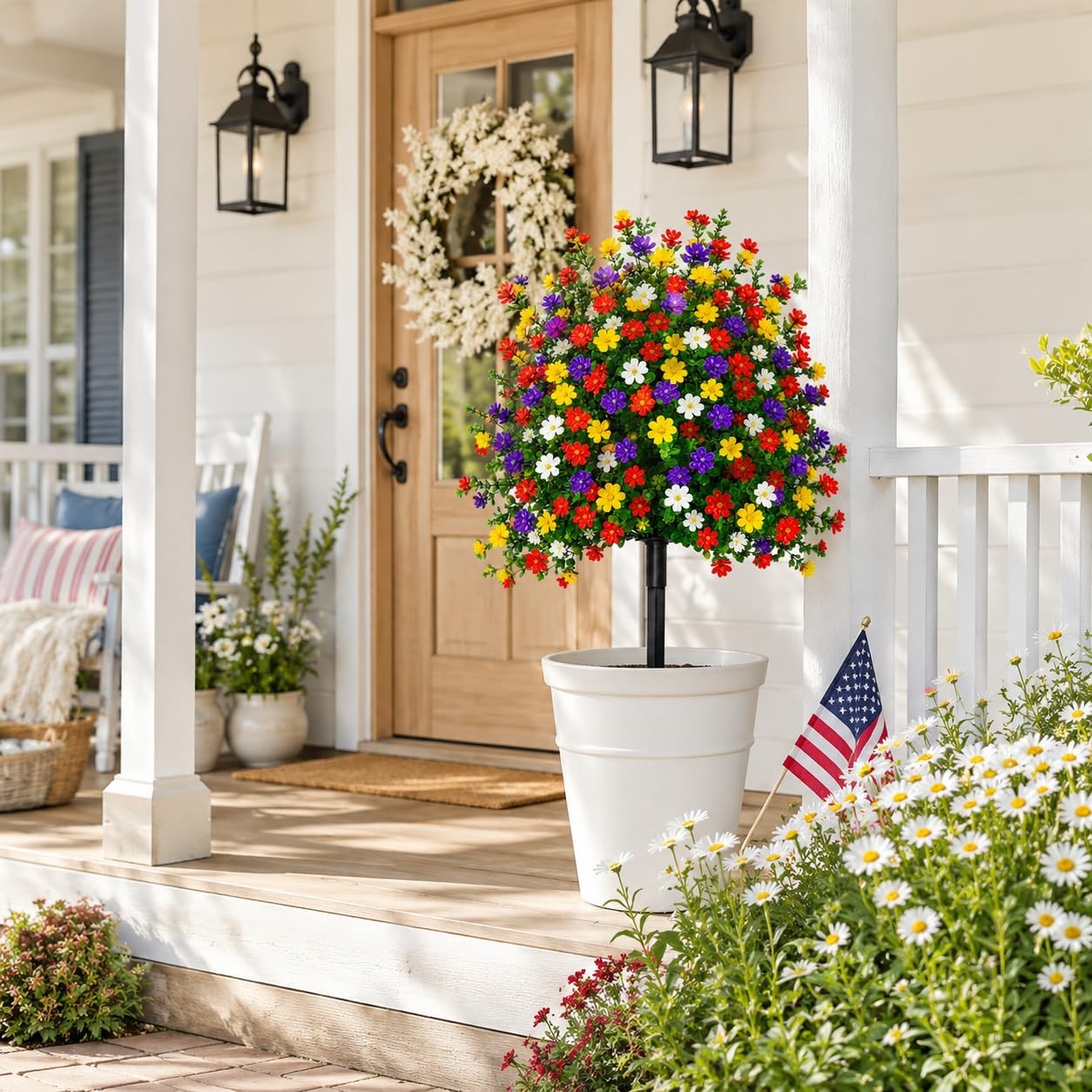 22″ Artificial Topiary Flowers, Artificial Flowers with Ground Stake, Artific…