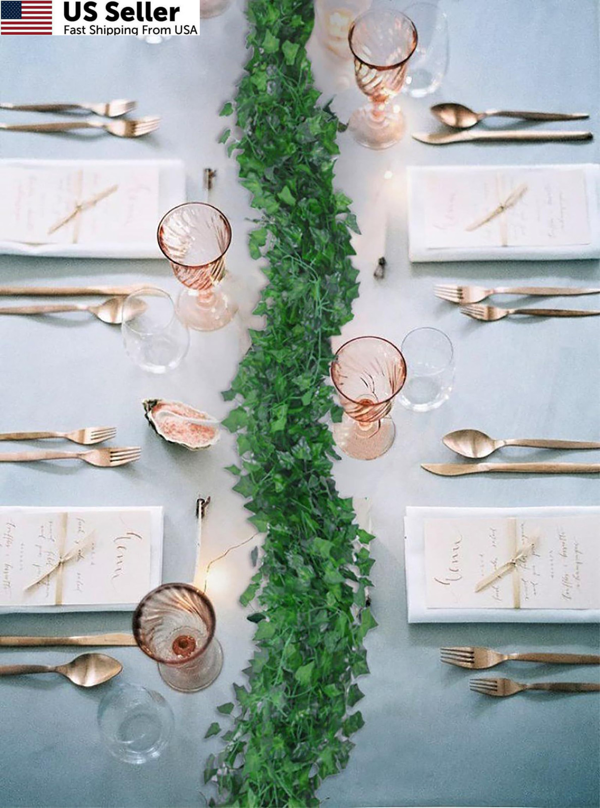 DearHouse 84 Feet 12 Strands Artificial Ivy Leaf Plants Vine 84 Feet, Green