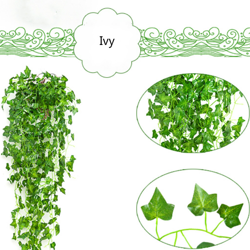 2 X Artificial Ivy Leaf Hanging Garland Plant Fake Foliage Festival Adorn Green