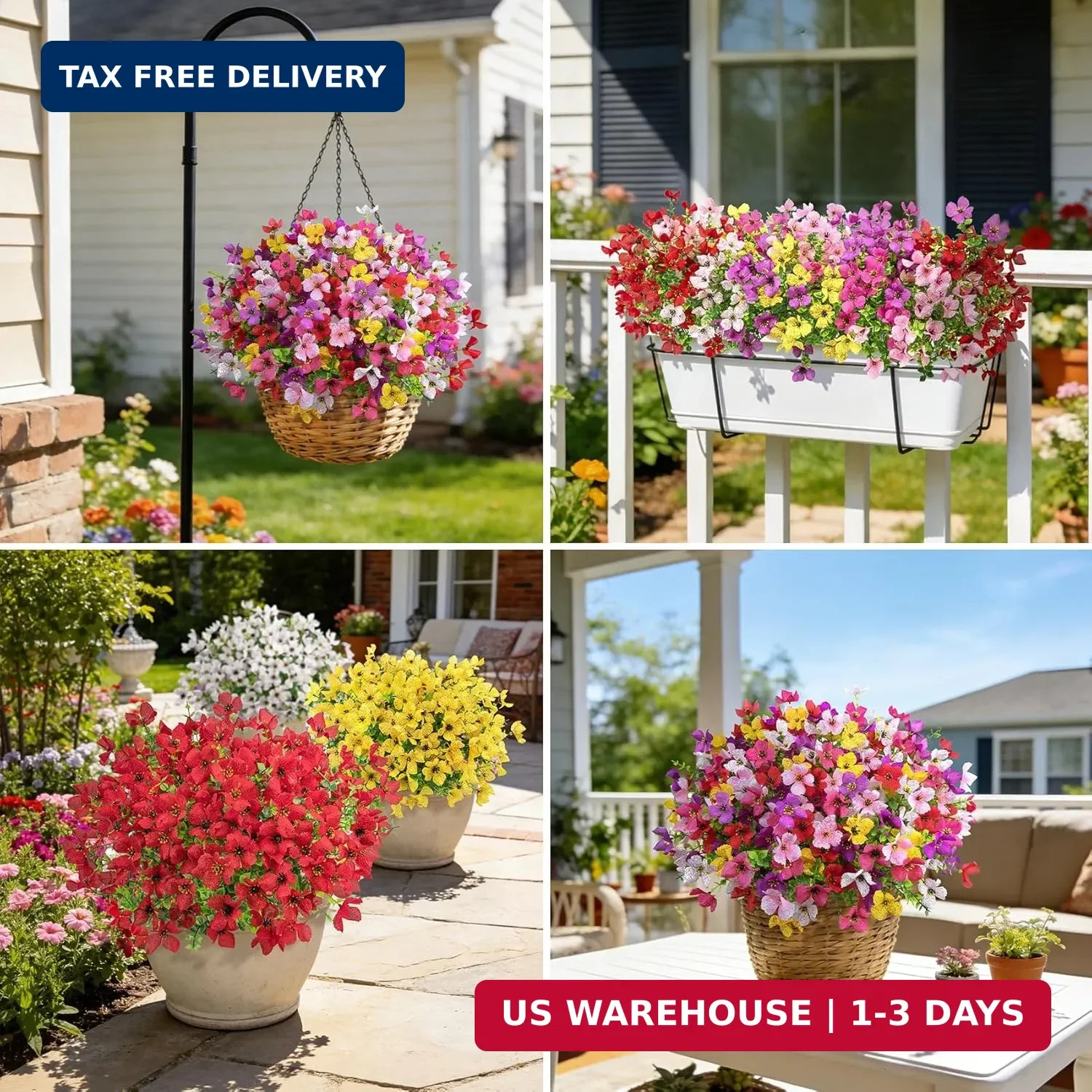 Ouddy Decor 16 Pcs Artificial Flowers for Outdoors Decorations Realistic Fake Si