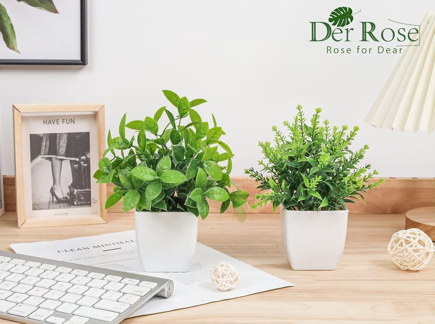 Elegant 2 Pack Faux Eucalyptus Plants in White Pots for Home & Office Decor