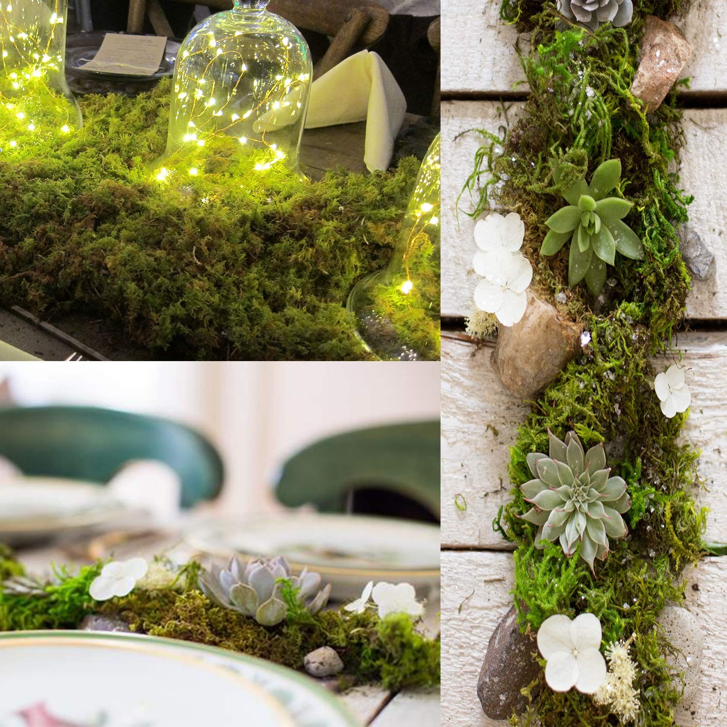 TOPCOMWW Fake Moss, 10.5oz Aftificial Decorative Green Grass for Centerpieces, P