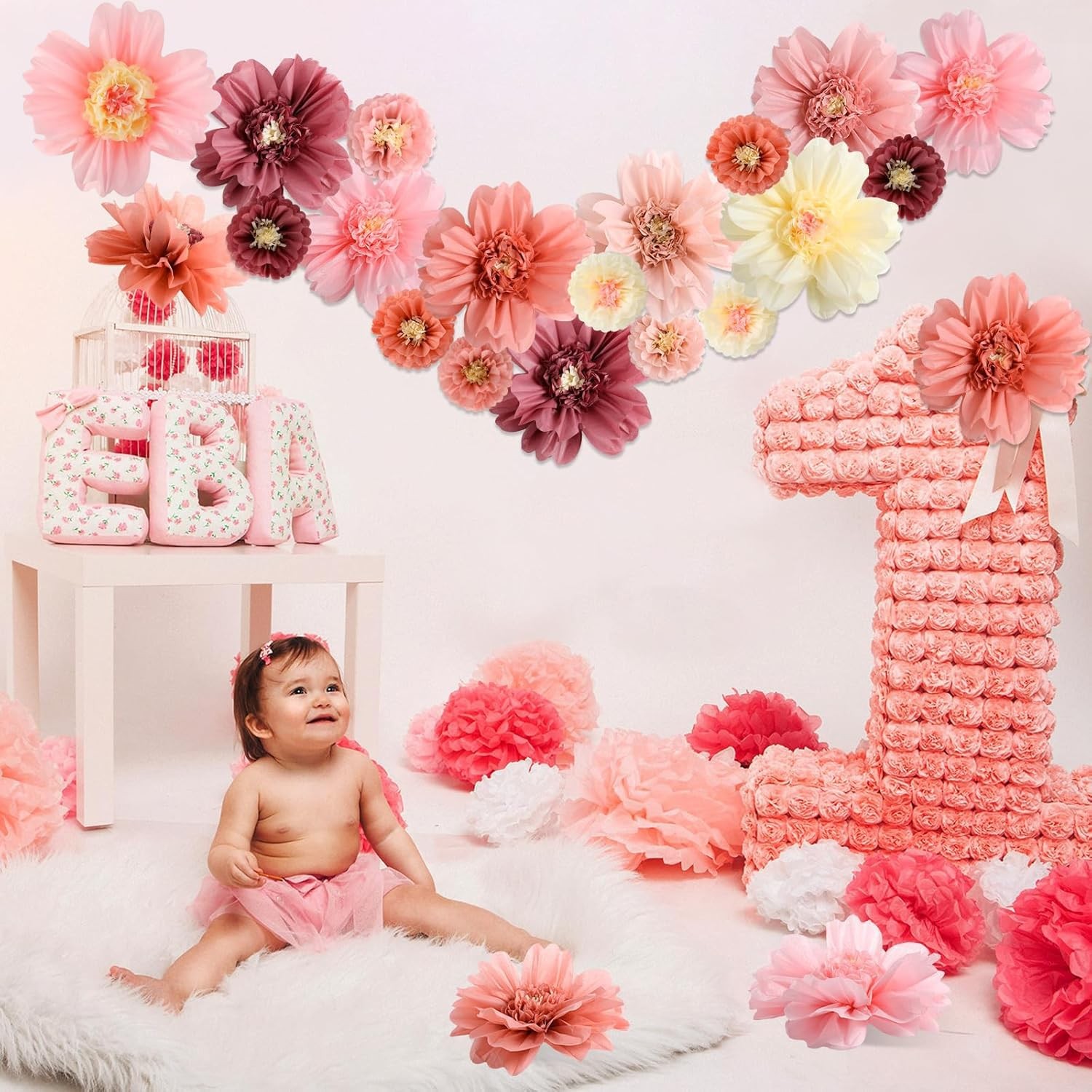 Large Colorful Tissue Paper Flowers 20″ Giant Fiesta Paper Flowers for Mexica…