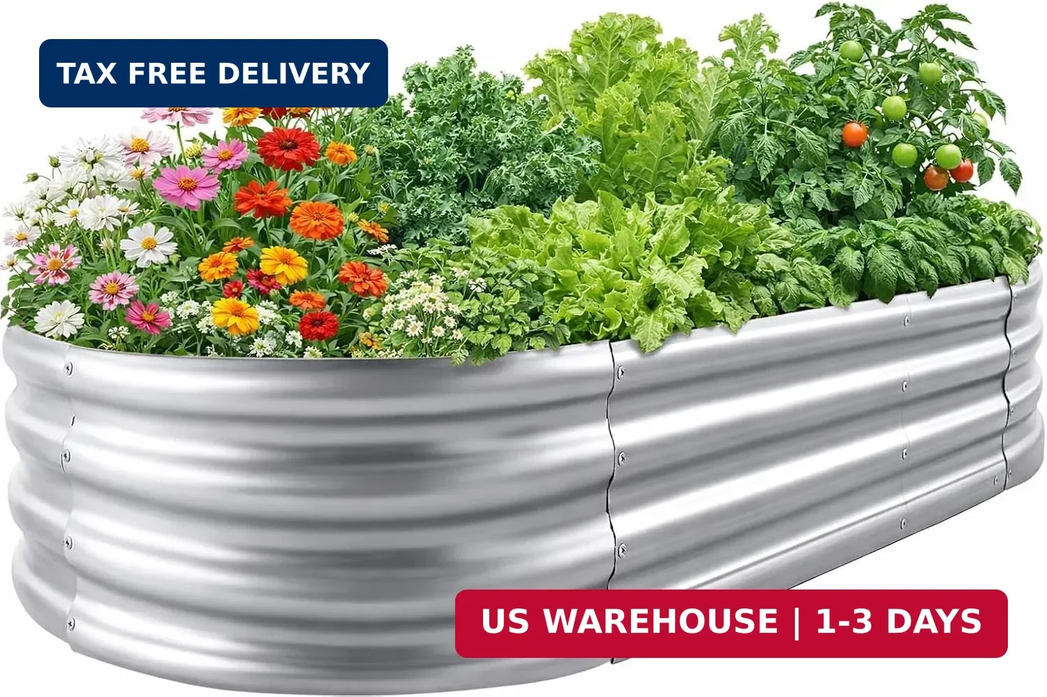 Galvanized Raised Garden Bed for Outdoor: 4X2X1ft Durable Metal Vegetable Plant