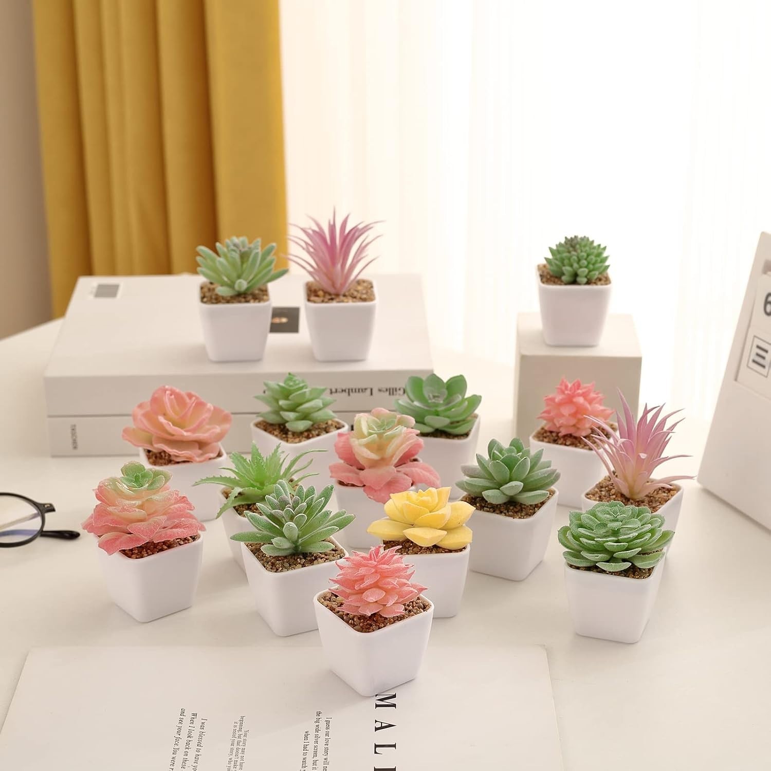 Eco-Friendly 24 Mini Artificial Succulents – Perfect for Home and Office
