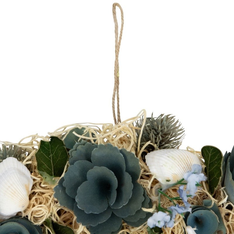 Coastal Decor Wreath Seashell Starfish Wooden Floral Indoor Decoration 12 Inch