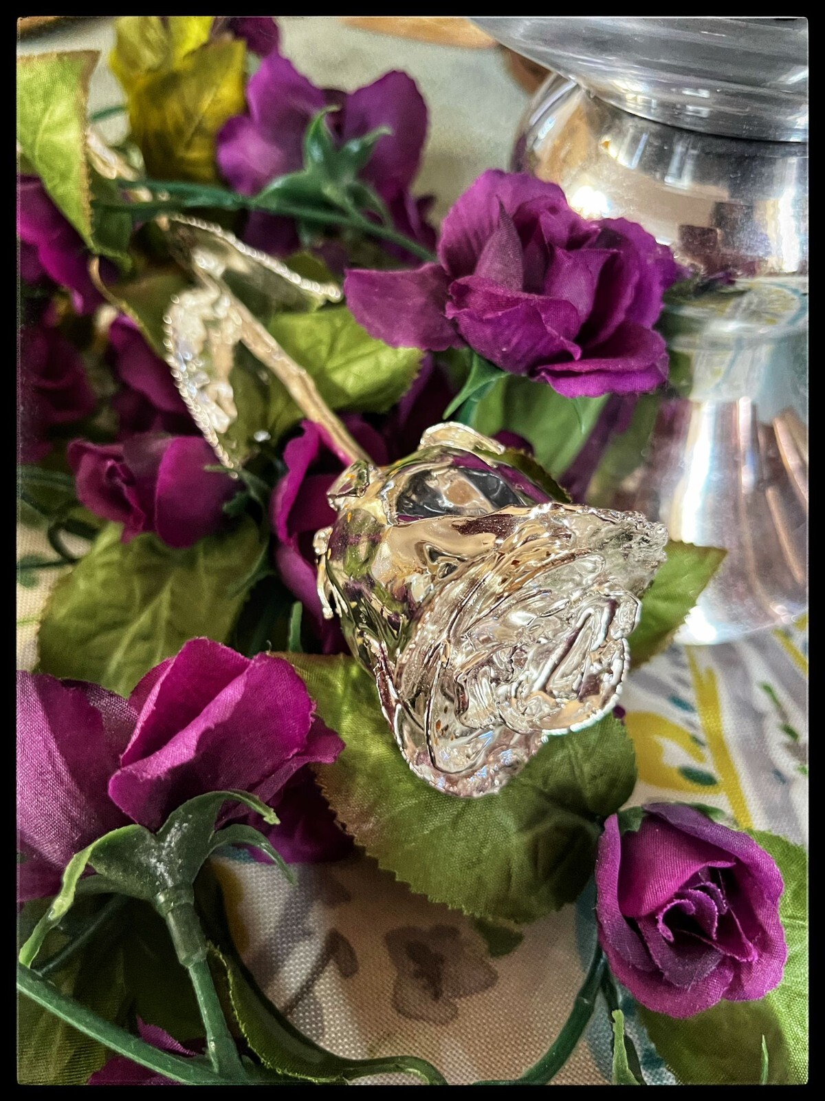 100% Real Rose Plated with Silver, Long Stem, 11.5 Inches.