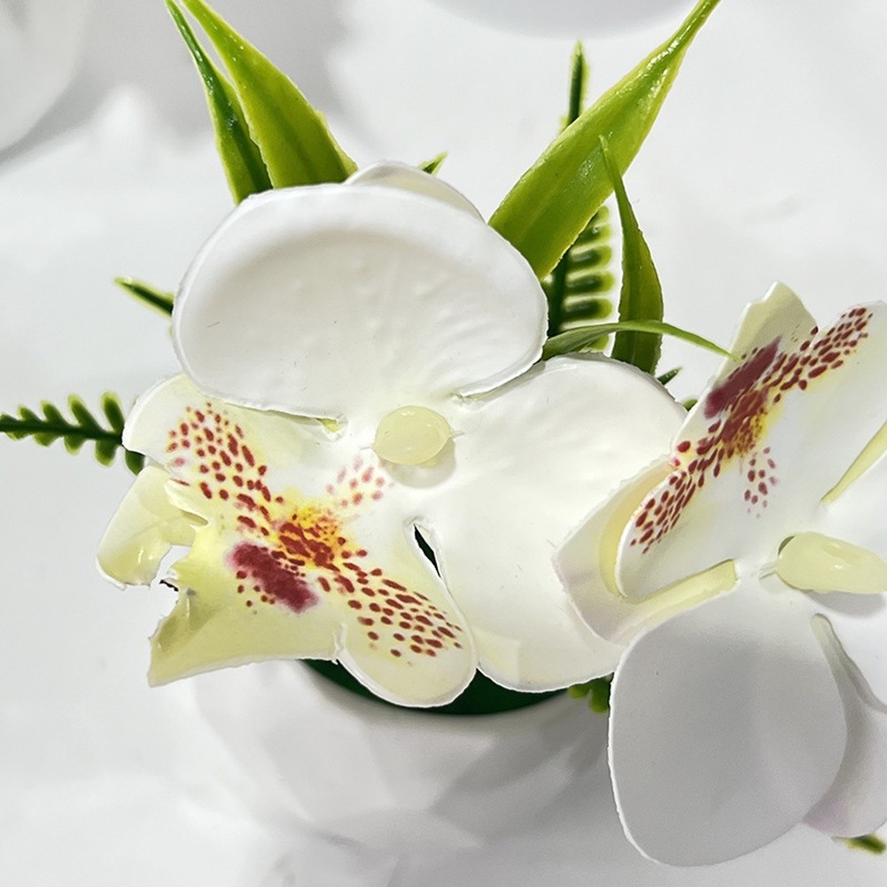 Miniature Orchid Fake Plant with Natural Look for Living Room Bedroom Decor
