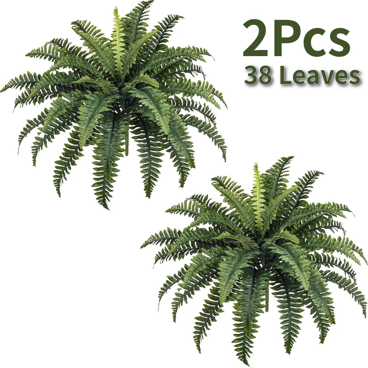 2 Pack 24 in Artificial Boston Ferns Bush Plant for Office & Living Room Decor