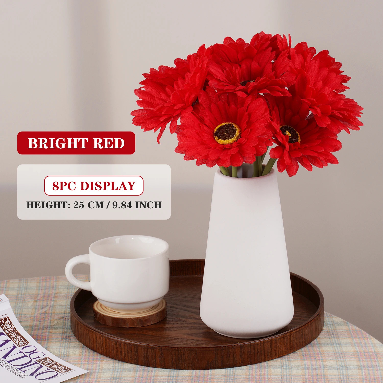 25Cm/9.84Inch Artificial Barberton Daisy for Wedding Party Arrangement Decoratio
