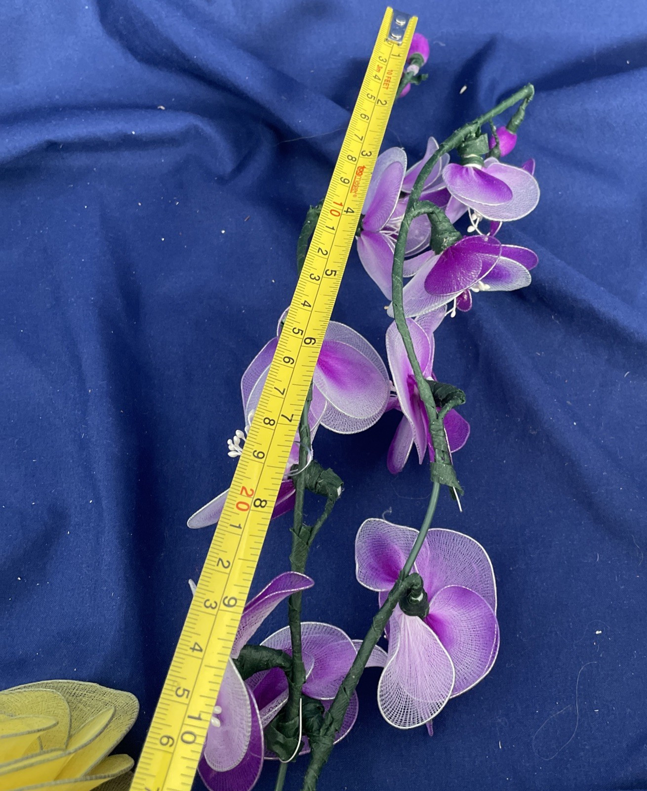 Yellow Roses & Blue Orchids Handcrafted Nylon Flower Bouquet