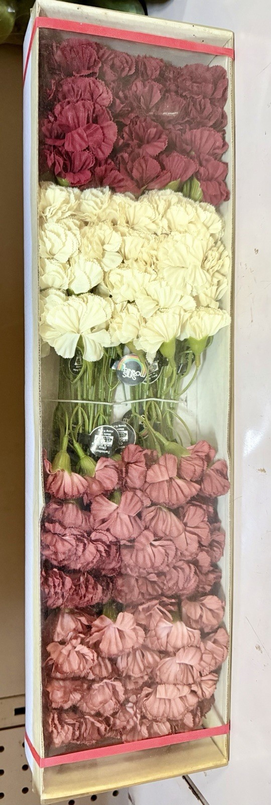 Vintage Rainbow Silks 7 Boxes Of Silk Miniature Carnations. New.