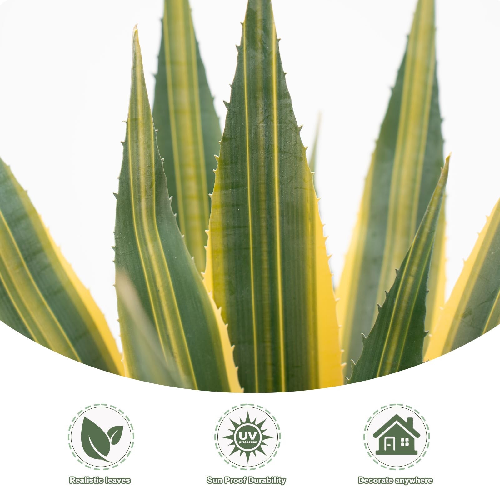 Artificial Agave Plants Outdoor, 24” Large UV Resistant Spiked Fake Agave wit…