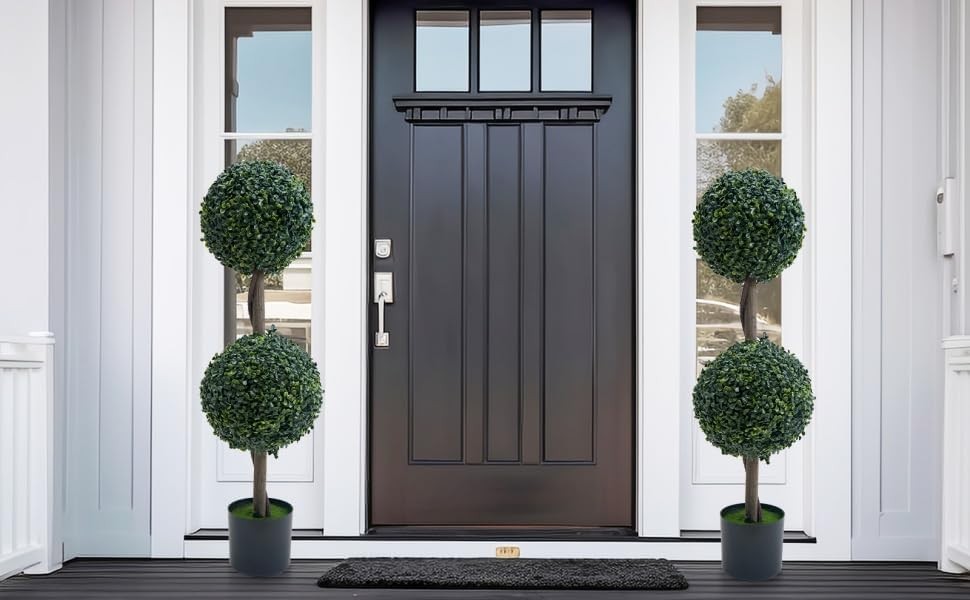 35/45 in Artificial Milan Ball Tree Indoor Outdoor Faux Topiary No Watering