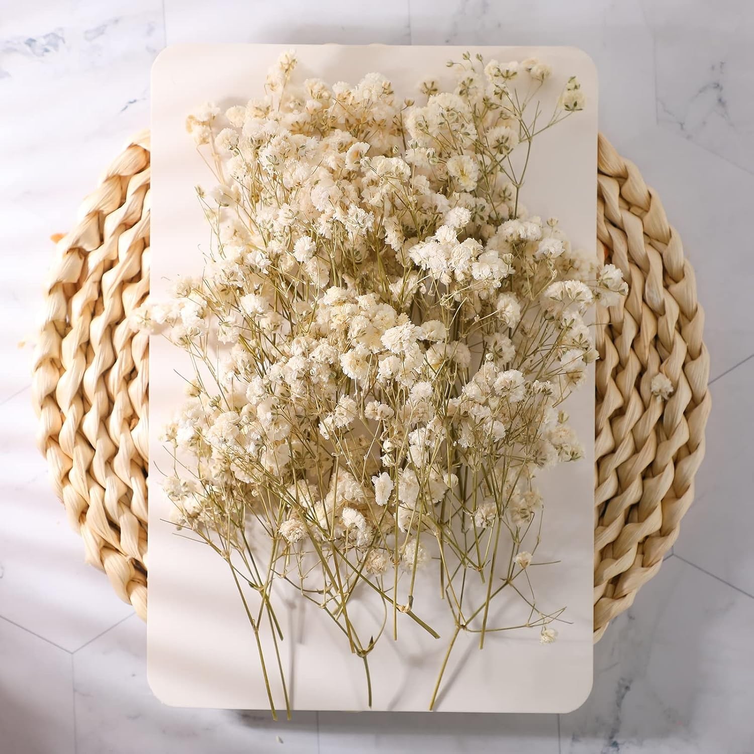 50 Pcs Mini Dried Baby Breath Flowers 3000+ Wedding Ivory White Flowers Bulk 2-4