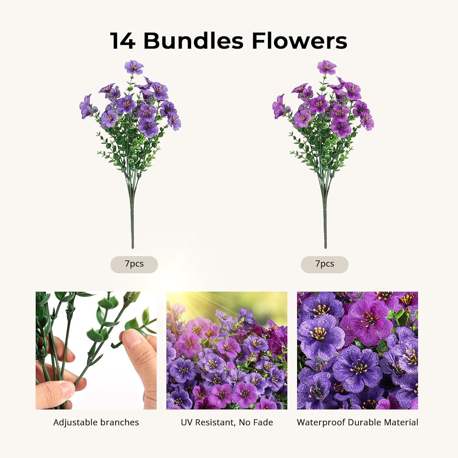 2 Set 24″ Artificial Geraniums with Stakes Outdoor, UV Resistant Artificial