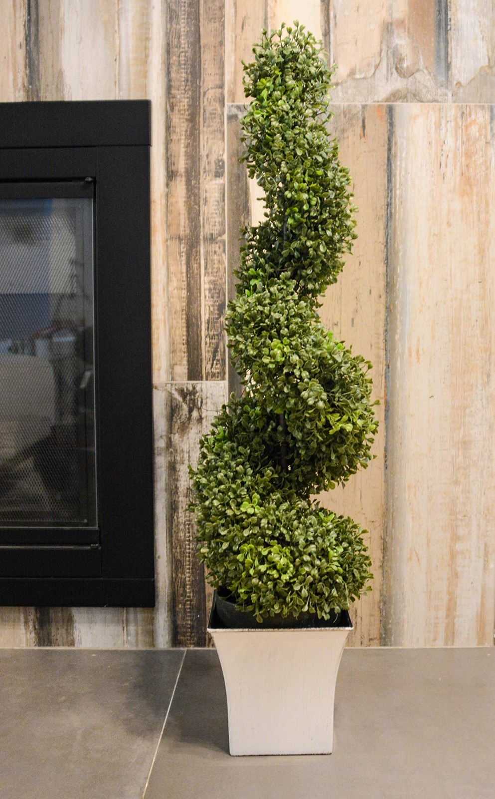 2 x 36 Inch Boxwood Spiral Shape Faux Planters for Home Decor, Office Desk, Fron