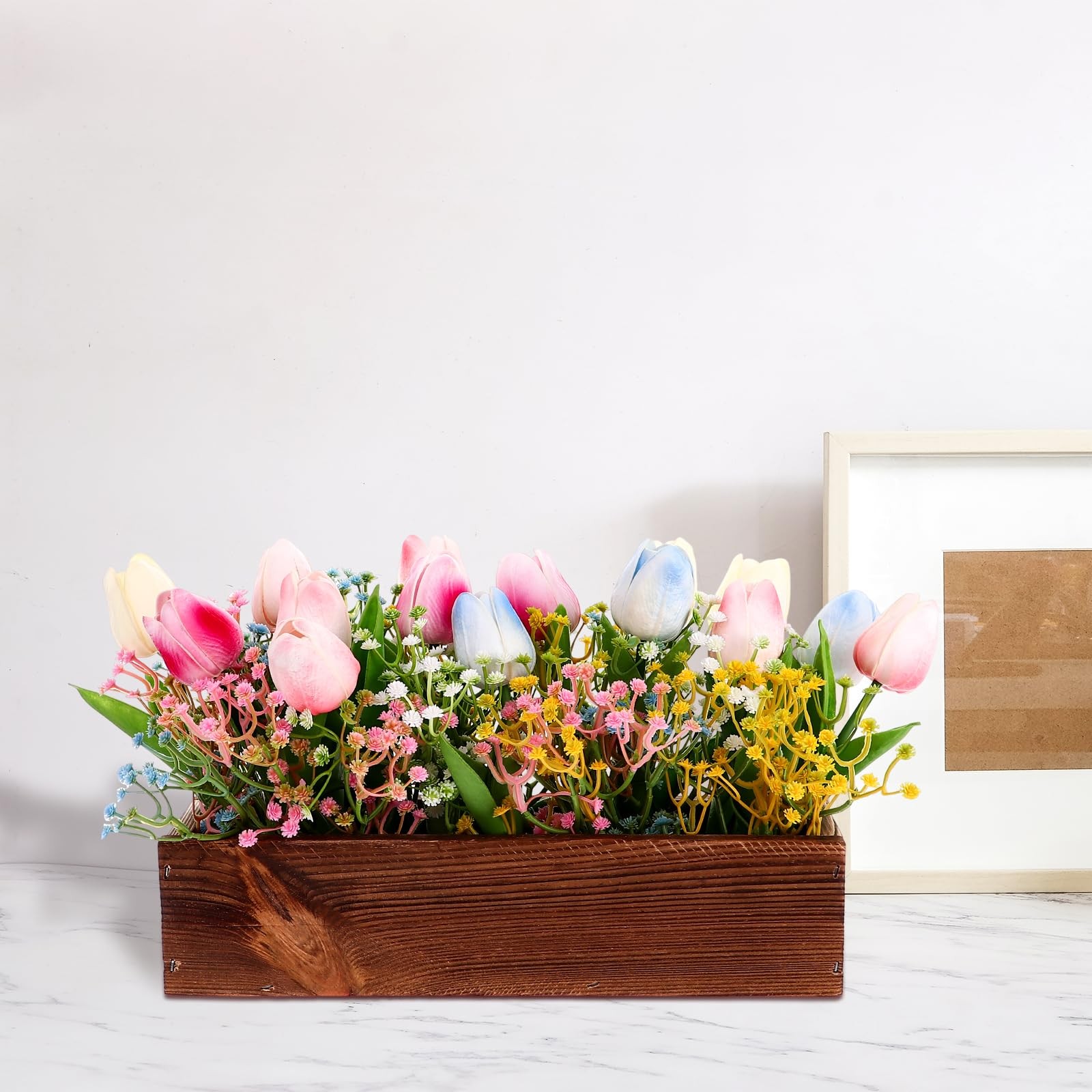 Table Centerpiece Decoration Faux Colorful Artificial Tulip Babys Breath Fake…