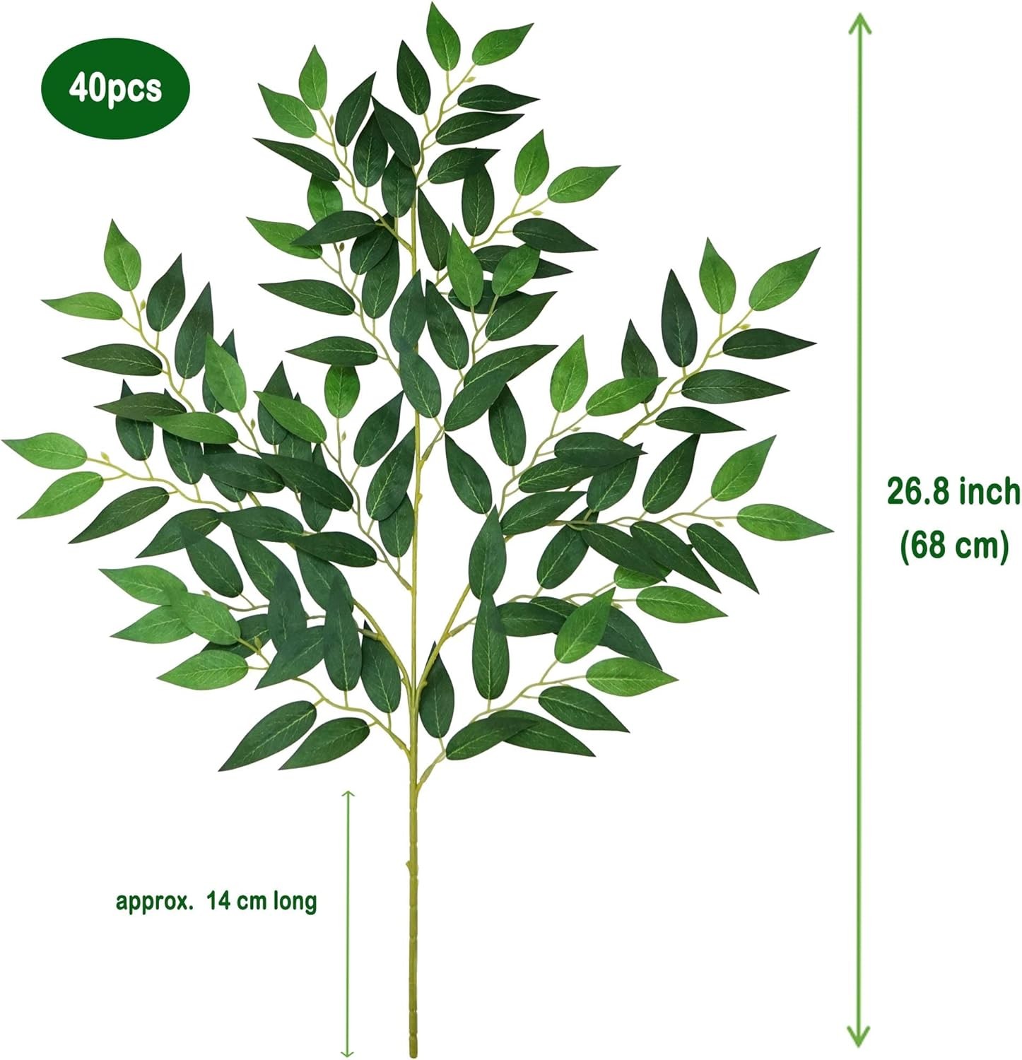 40pcs Italian Ruscus Greenery 68cm Artificial Greenery Stems Leaf Greenery