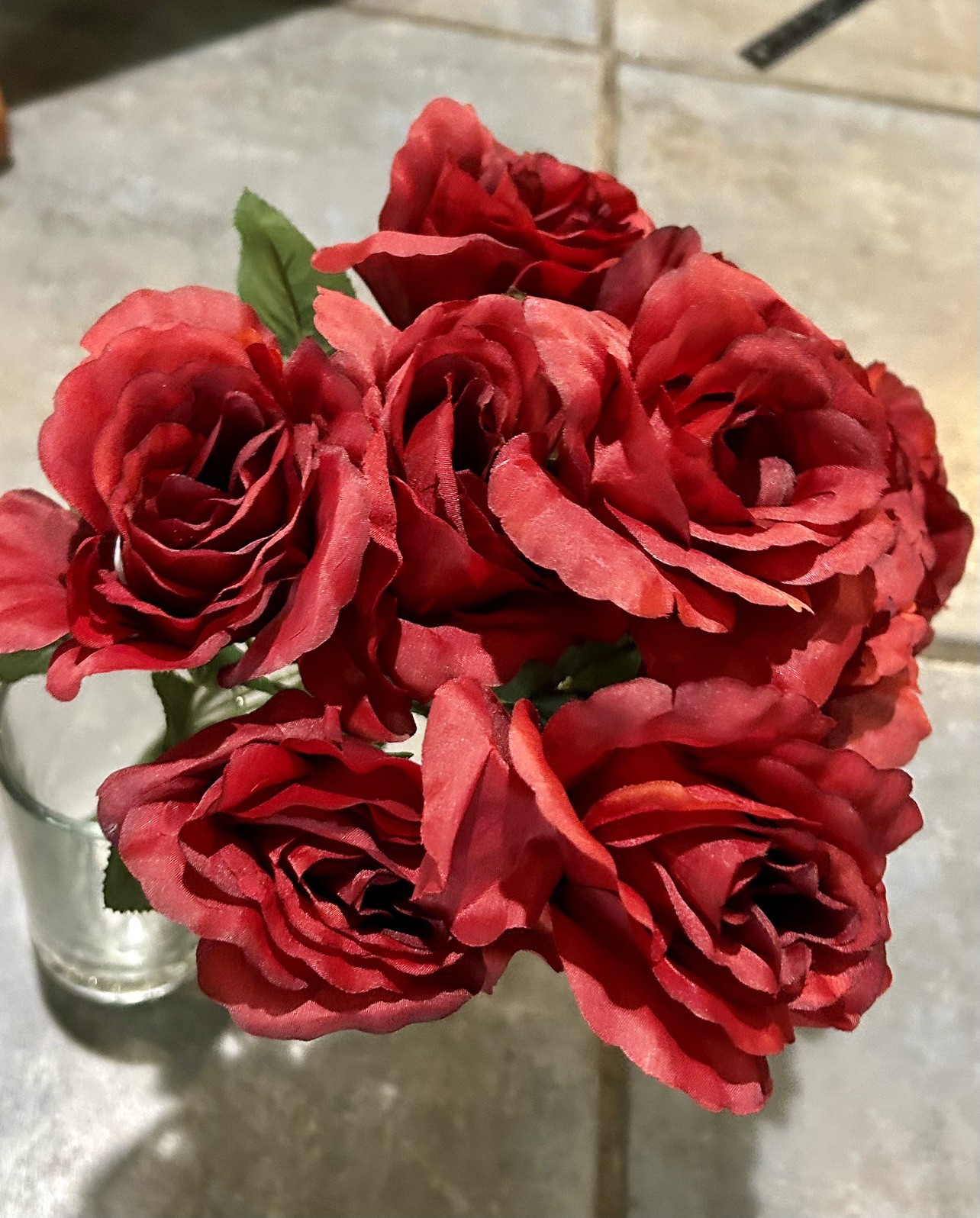 Artificial Rose Flowers Bouquet Burgundy 10 Blooms Long Stem Red Roses Bouquet