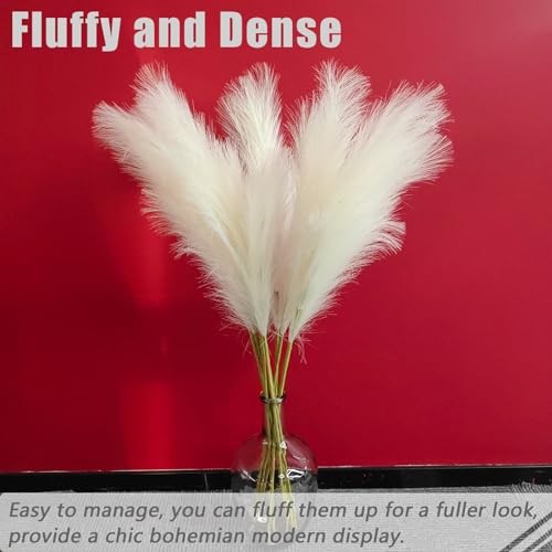38″ 10 Stems White Pampas Grass Tall Decor – Faux Pampas Grass A-cream White