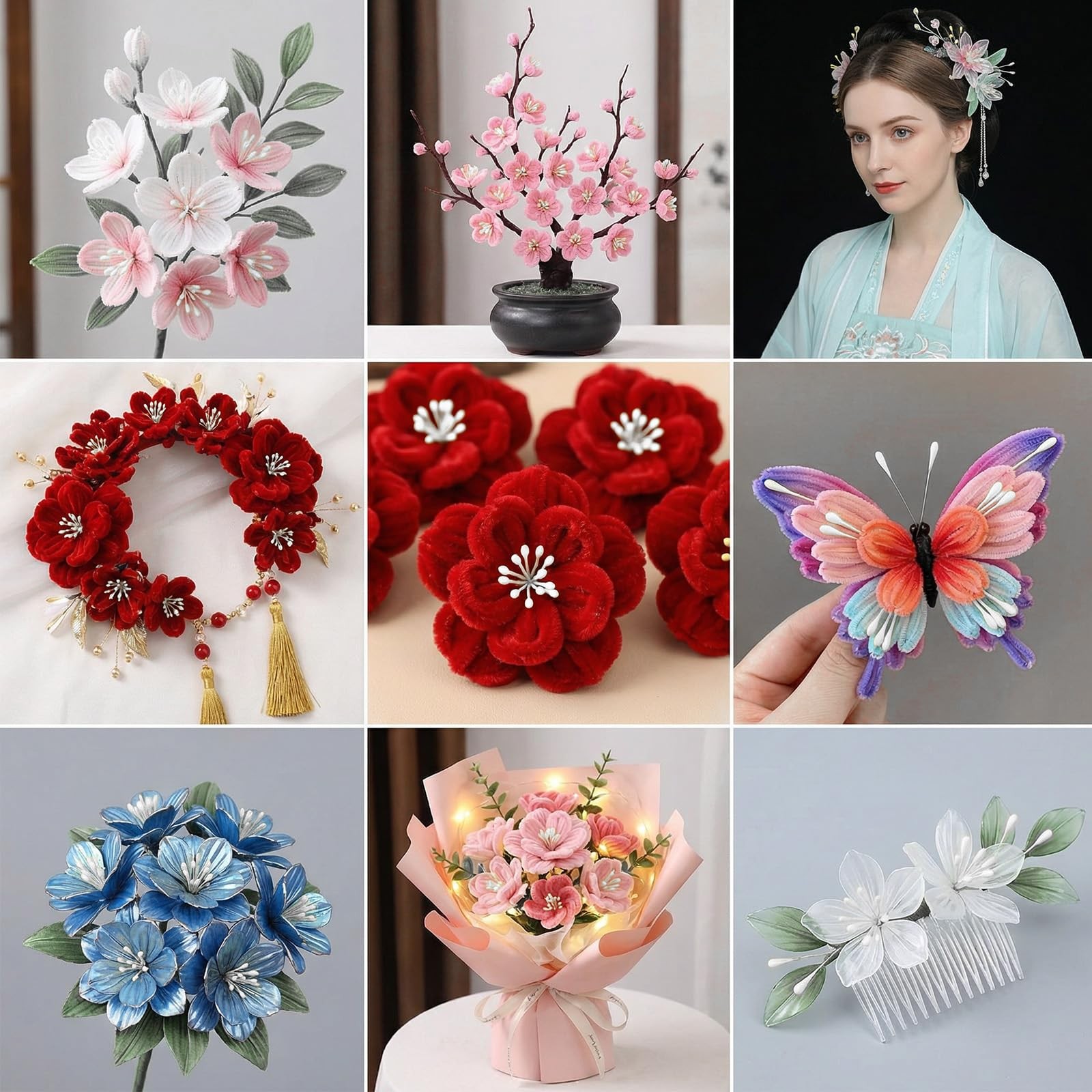 800 PCS Flower Stamens White 2mm Pearl Double Head Artificial Floral Crafts