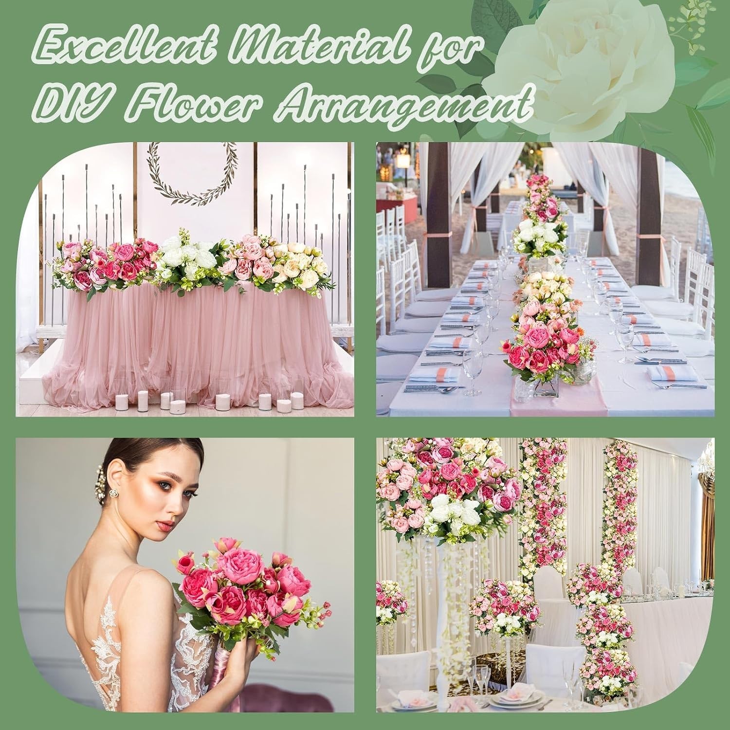 Artificial Peony Flowers, Colorful 24 Bundles | Silk Bouquet