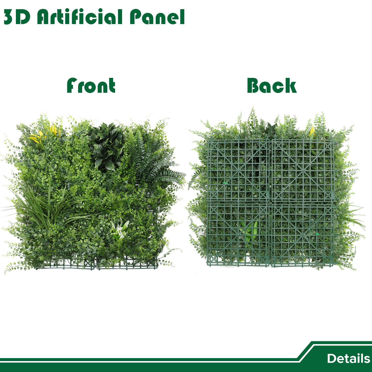 20″ Artificial Grass Mats 3D Mixed Plant Wall Hedge Decor For Home Festival #4