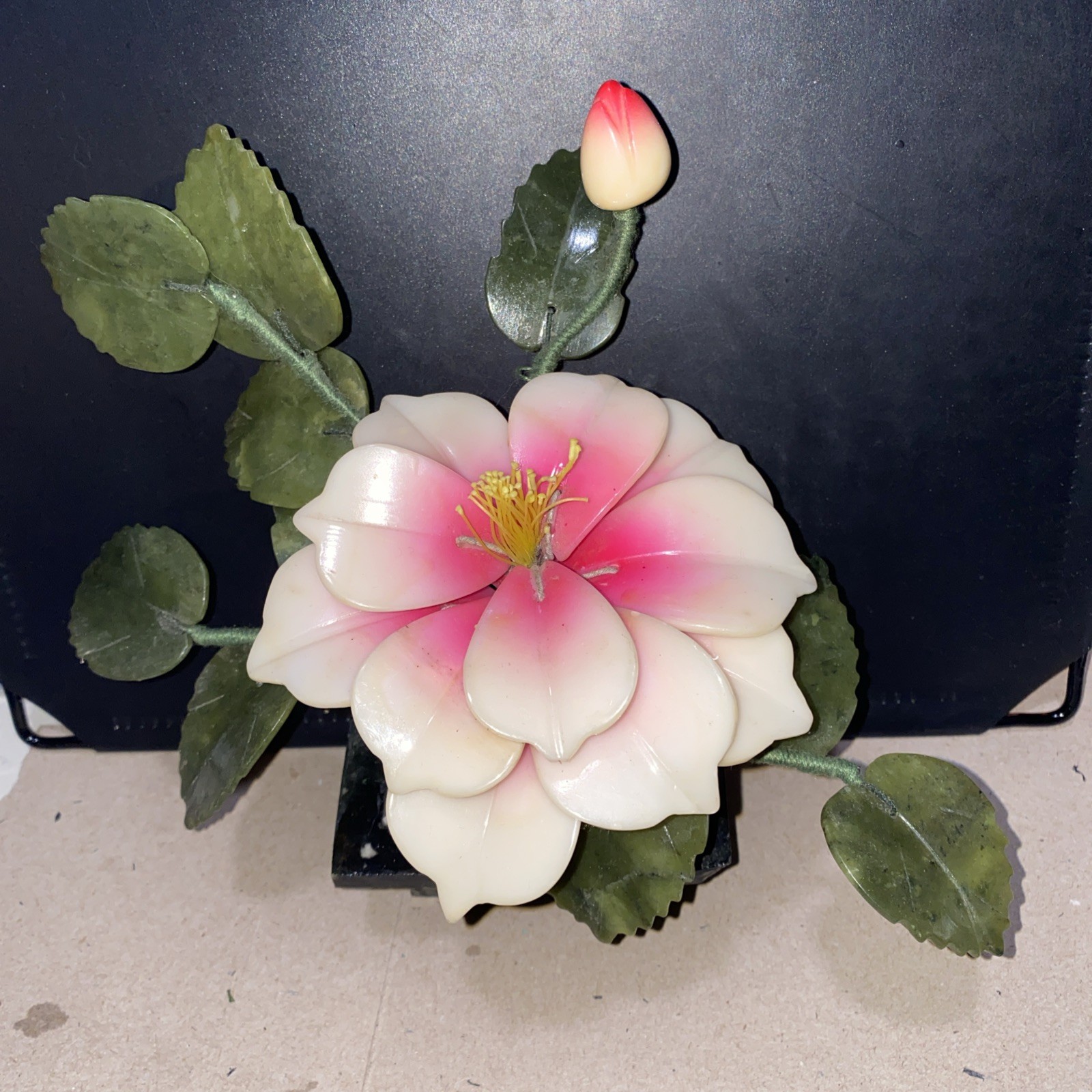 Natural Stone Flower Arrangement, Jade quartz Lotus/Peony