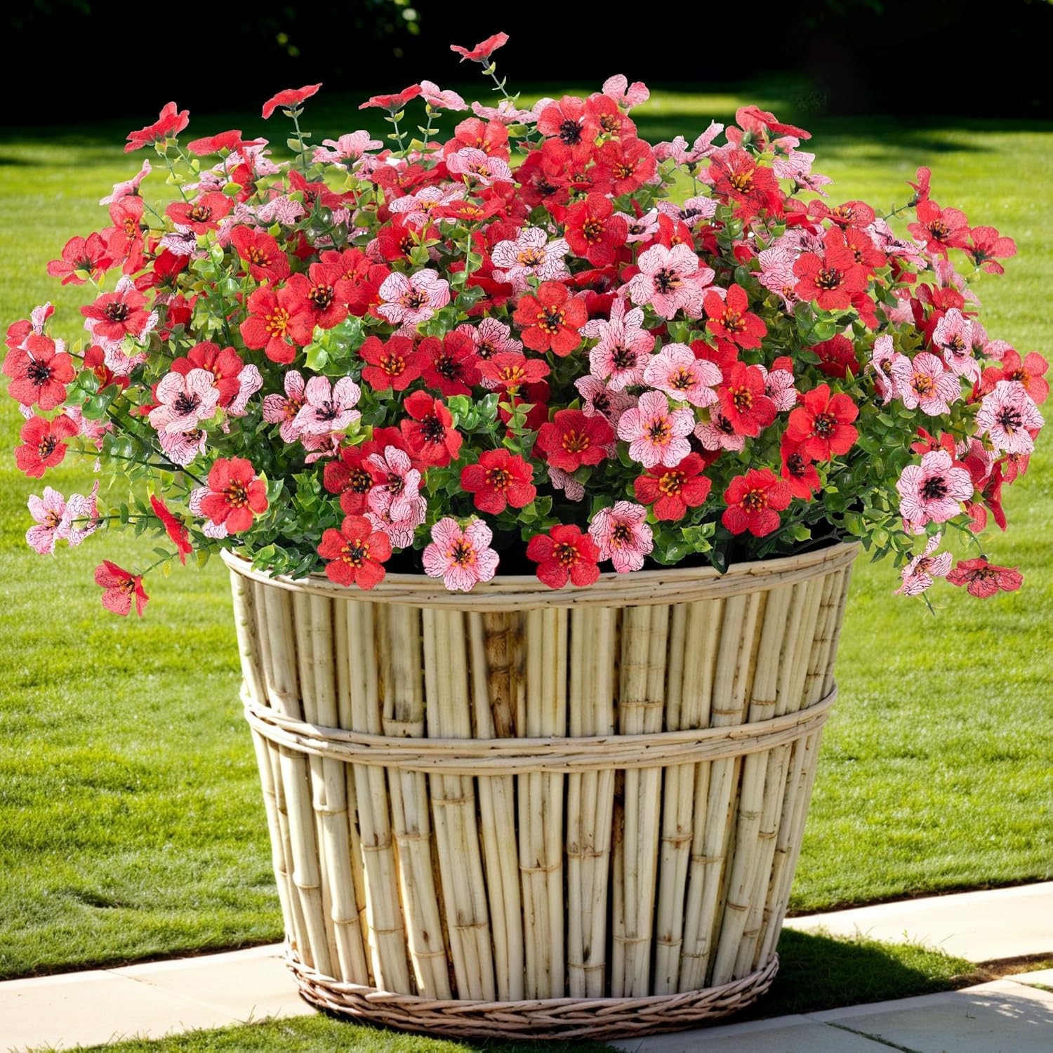 Artificial Fake Mums Flowers for Outdoor Spring Summer Decor, 12 Bundles Faux…