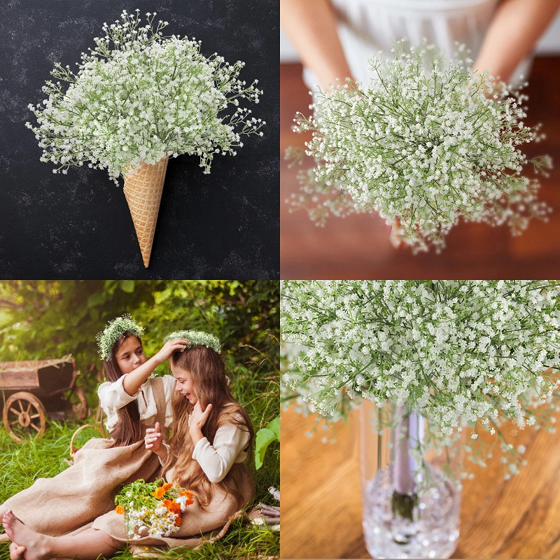 50× Baby Breath Artificial Flowers Fake Flowers Bulk Real Touch Bouquet Decor US