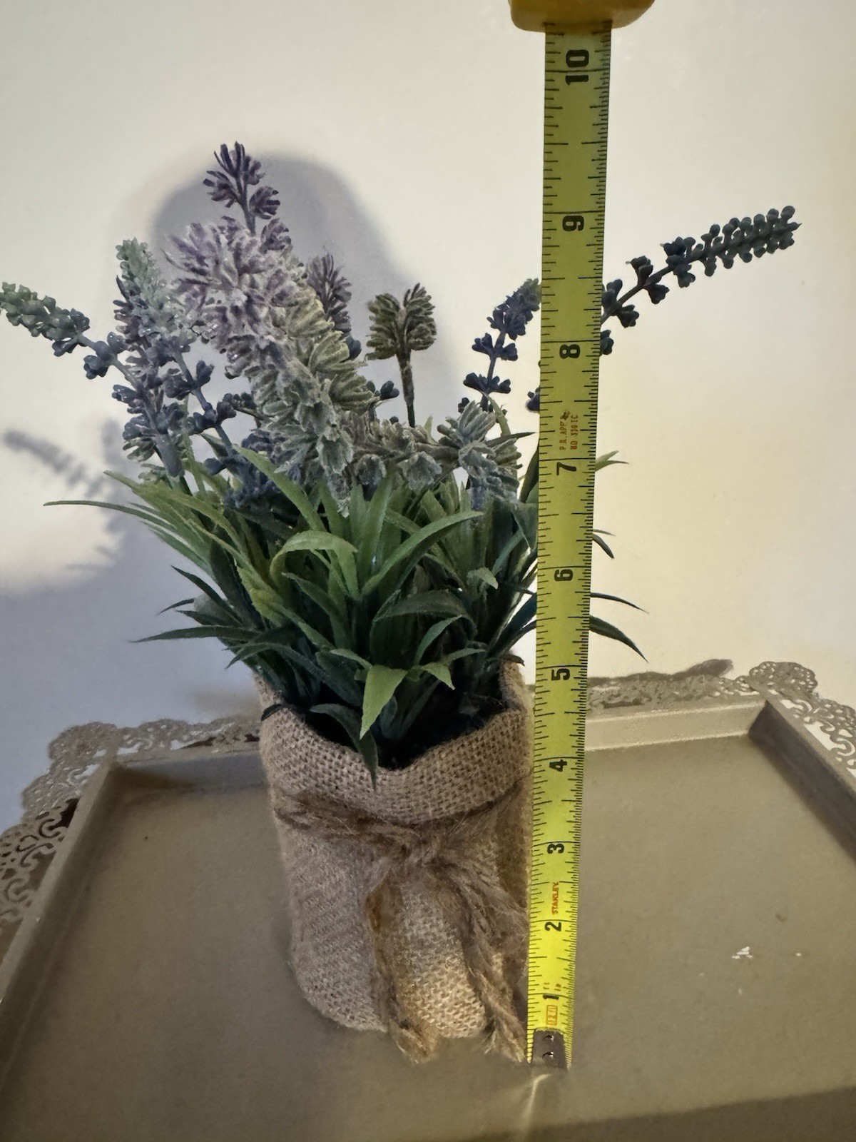 Beautiful Cottage Farmhouse Burlap Lavender Vignette Piece Decor Floral Spring