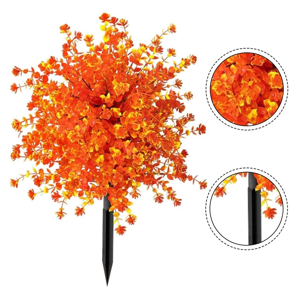 Artificial Plants Garden Stake Faux Eucalyptus Leaf Outdoor Decoration
