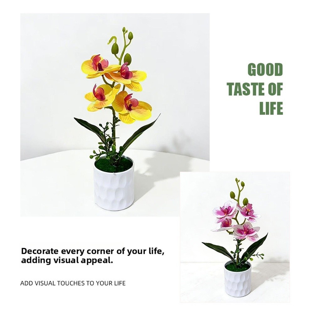 Plastic Phalaenopsis Orchid 3D Printed Potted Artificial Flower 28 x 15 cm