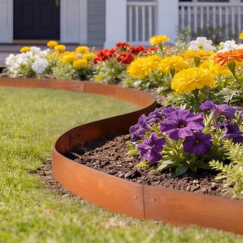 Corten Steel Landscape Edging, 6-Pack 40 x 6 Inch Metal Edging for Landscaping w