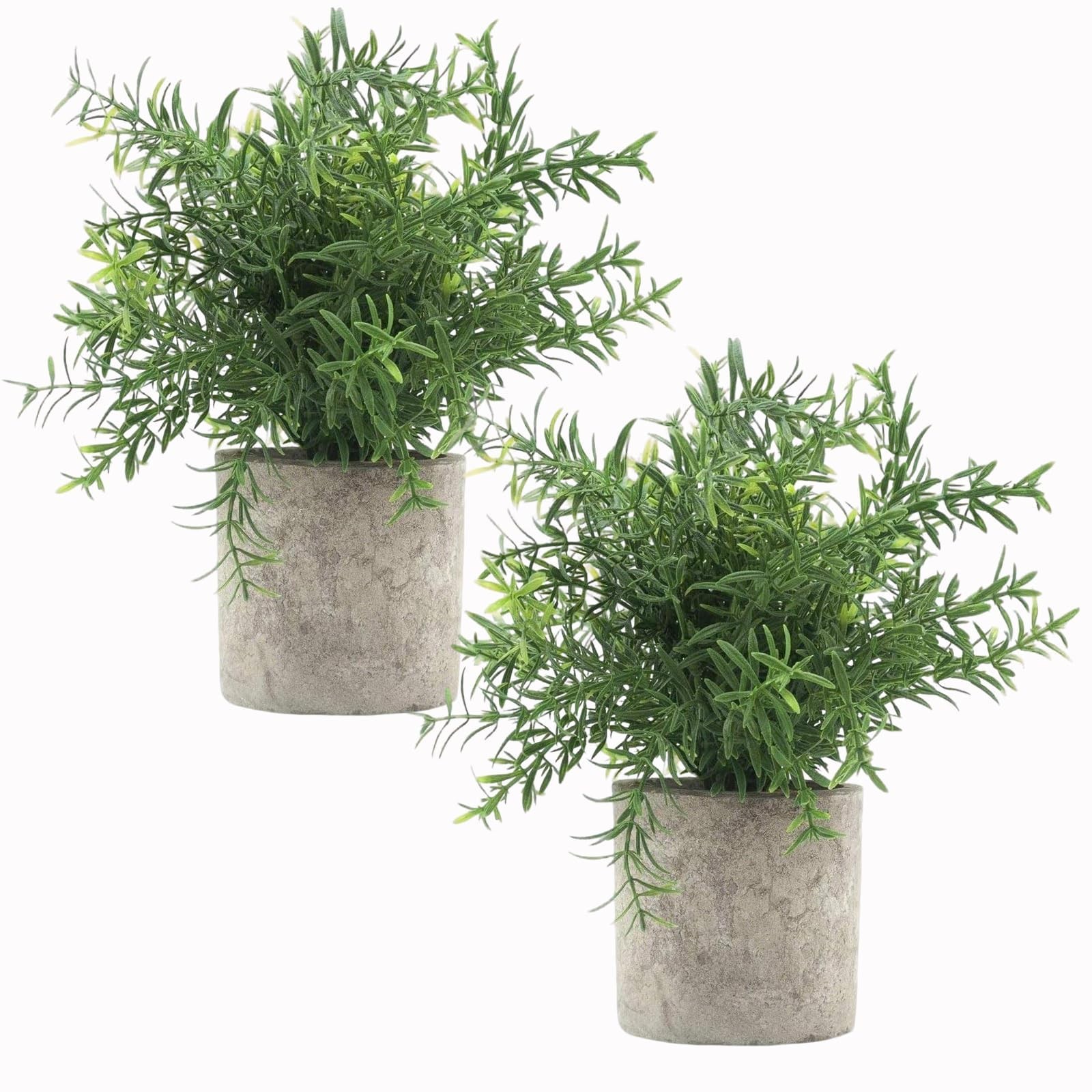 2Pcs Artificial Potted Rosemary Plants- Rustic Farmhouse Fake Shrubs for Deco…
