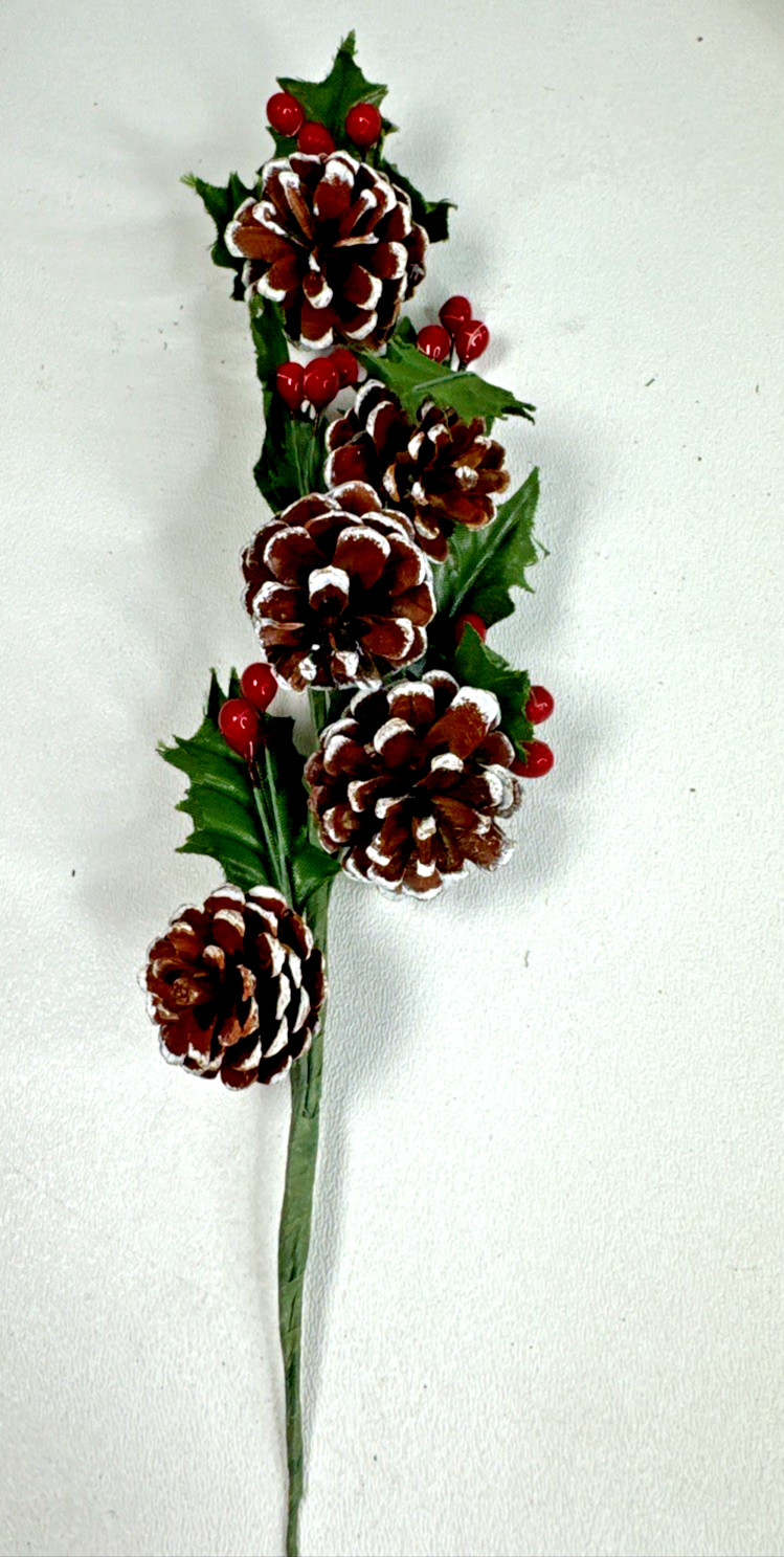9 Christmas Floral Picks Sprays Holly Leaves Pinecone Red Berries Hobby Lobby +