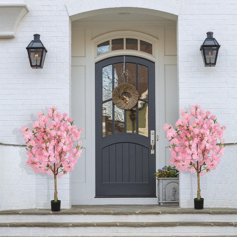 4FT Artificial Cherry Blossom Tree w/Plastic Nursery Pot for Home Office Decor