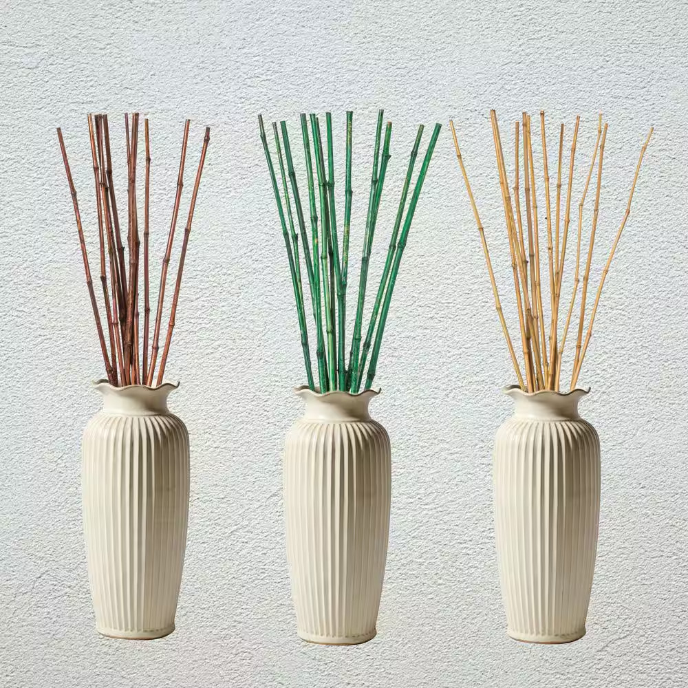 43 In. Set of 12 Bamboo Stick Fillers Natural Decorative Artificial Plant Stems