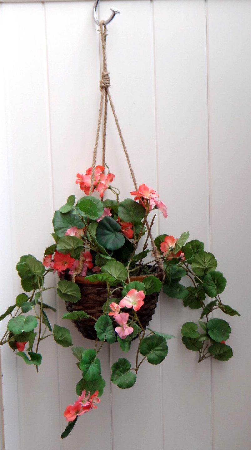Decorative Artificial Hanging Flowers Basket Floral Décor Drop Length : 25 inch