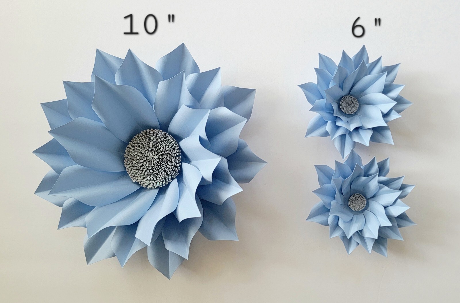 3D Paper Flower Wall Decor Set Of 3(Light Blue)