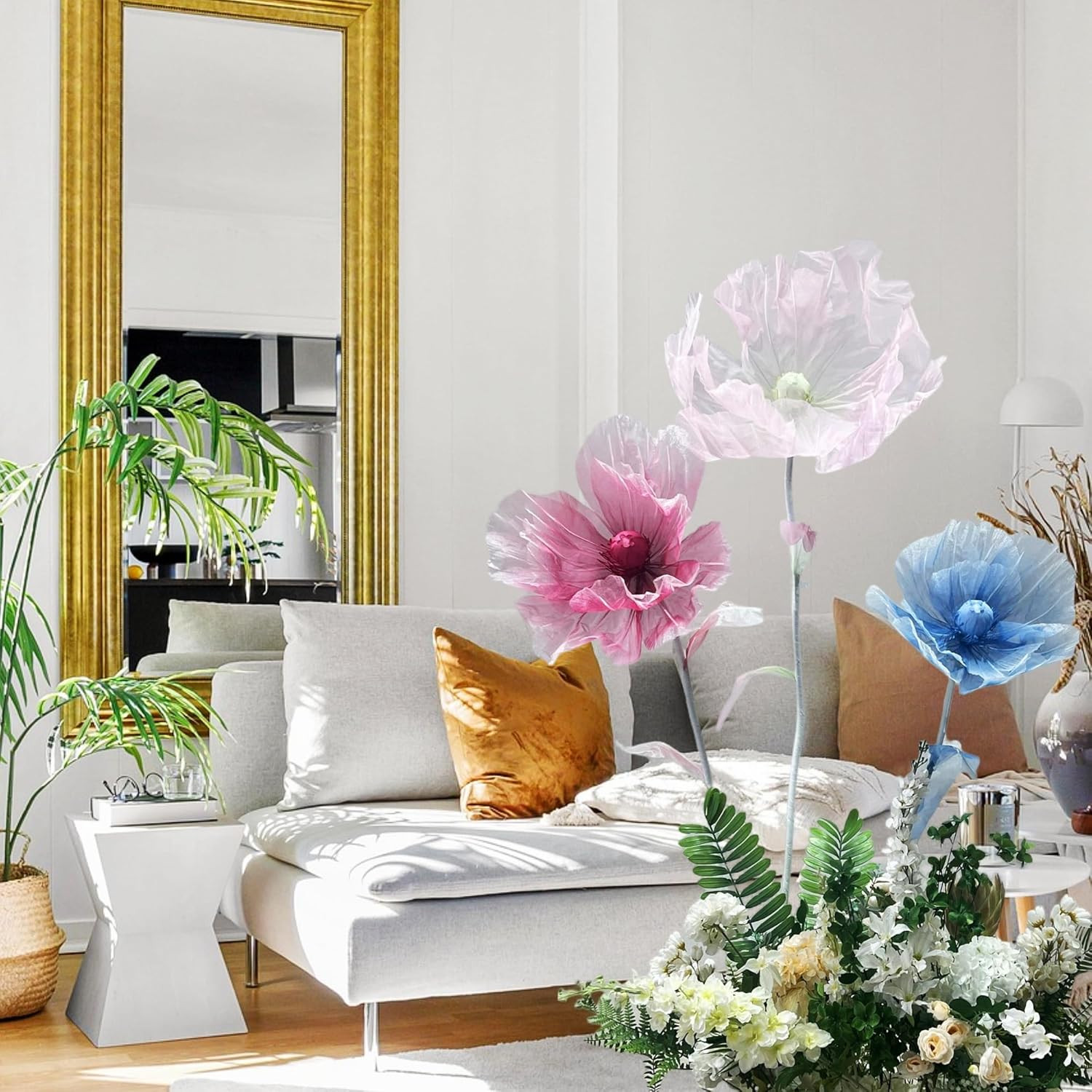 Giant Flowers for Decoration – 5.58 Ft Adjustable Waterproof 3D Silk Faux Large