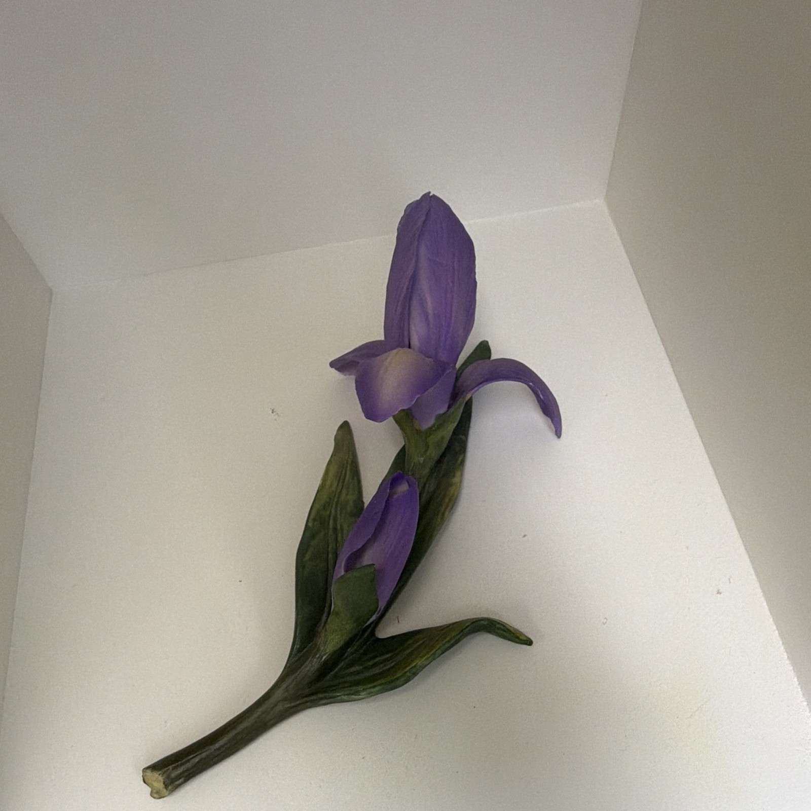 Artificial Iris Flower Stem Twig & Stem, Purple with Green Leaves Floral Decor