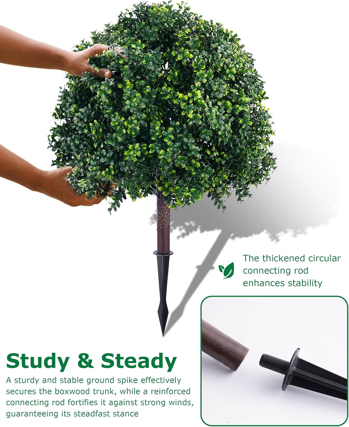 27.6″ UV Resistant Boxwood Topiary – 2 Pack Outdoor Faux Greenery Bushes