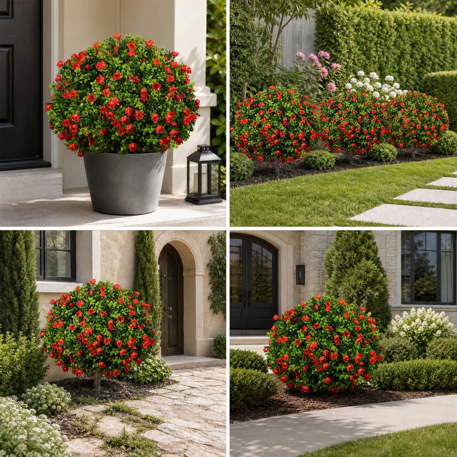 2Pcs Artificial Boxwood Topiary Ball Trees with Ground Spike UV protected NEW
